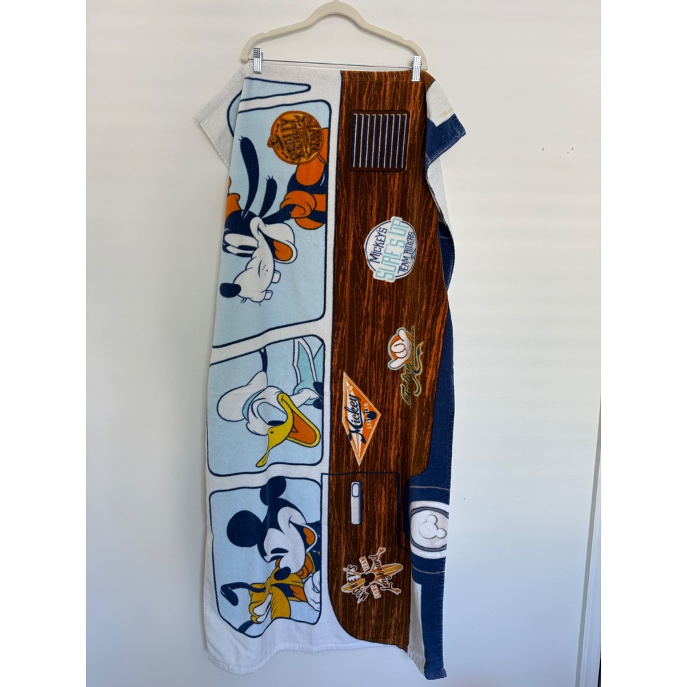 VTG Disney Woodie Surf Wagon Beach Towel Mickey Donald Goofy Retro 90s Surfs Up - Picture 2 of 16